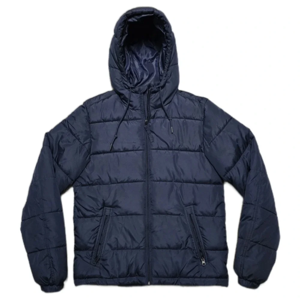 Aeropostale Mens Small Puffer Jacket Navy Blue Coat Recycled Down EUC‎